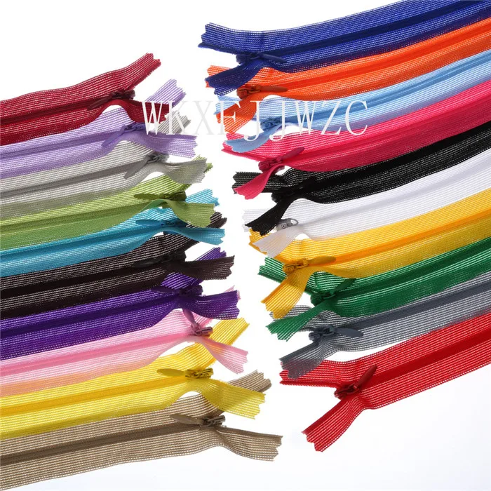 

10pcs Mix 3# Nylon Invisible (12-20inch) 30/40/50CM Silk Zippers Sewing Tailoring Accessories 20color