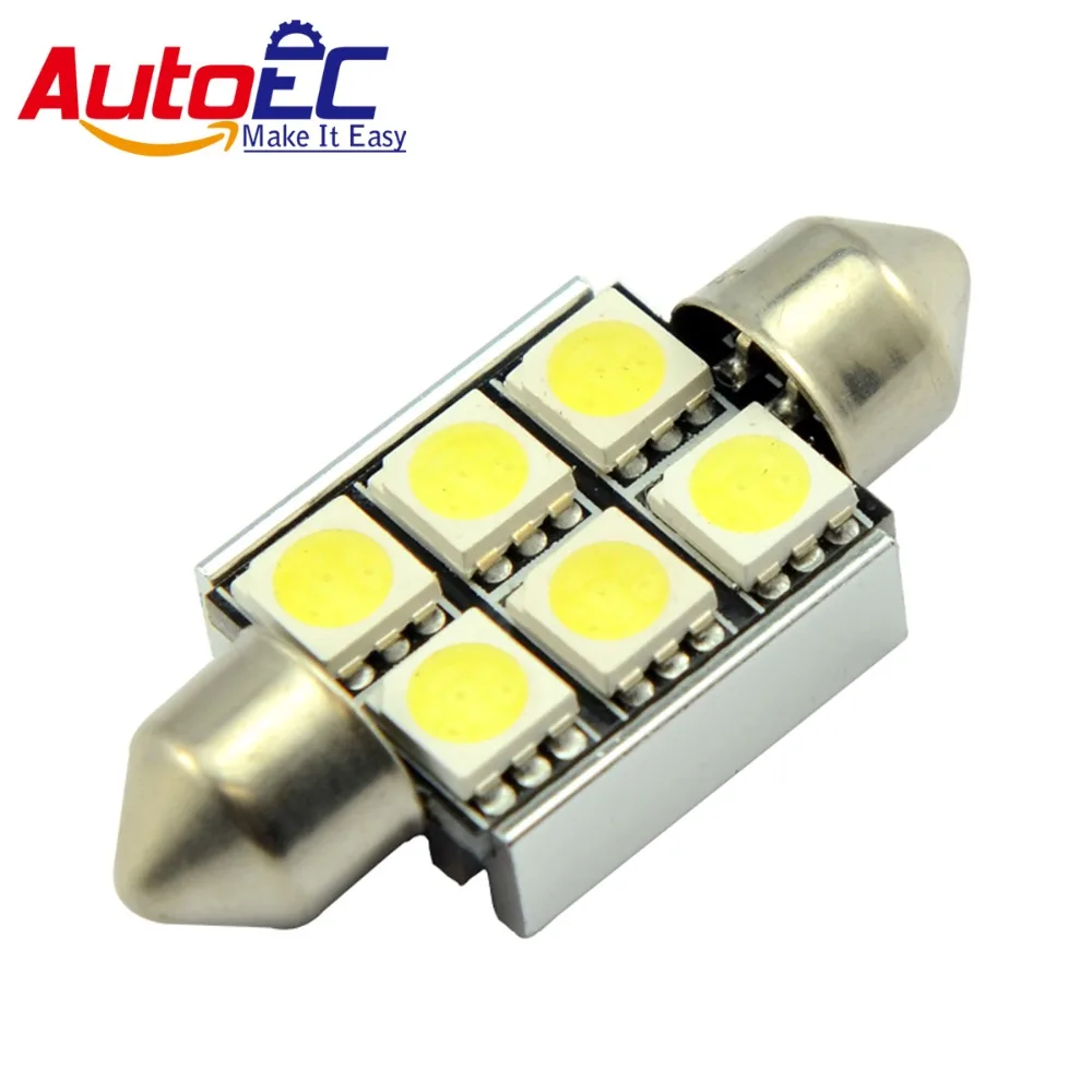 

AutoEC 10x Car Festoon 36/39/41mm 6SMD 5050 C5W Canbus Error Free LED Reading Light Auto Panel Dome Lights 12V #LK18
