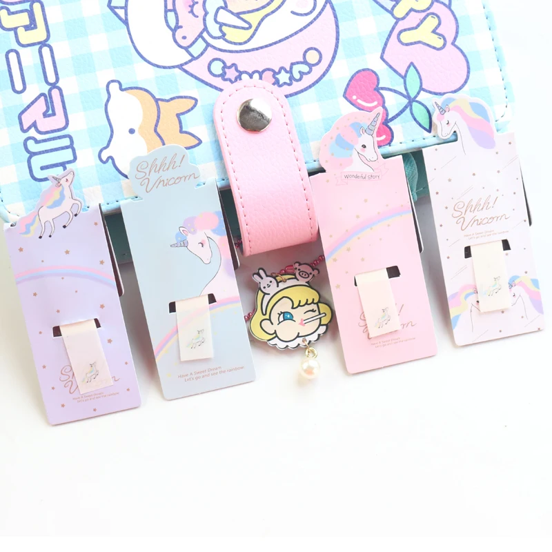 Domikee cute kawaii cartoon unicorn shape school student magnetic bookmark for books candy paper book marks stationery gift