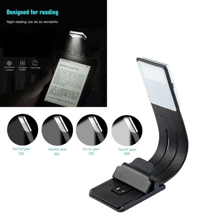 

Suitable for e-reader portable creative folding LED reading lamp with removable flexible clip USB charger desk lamp