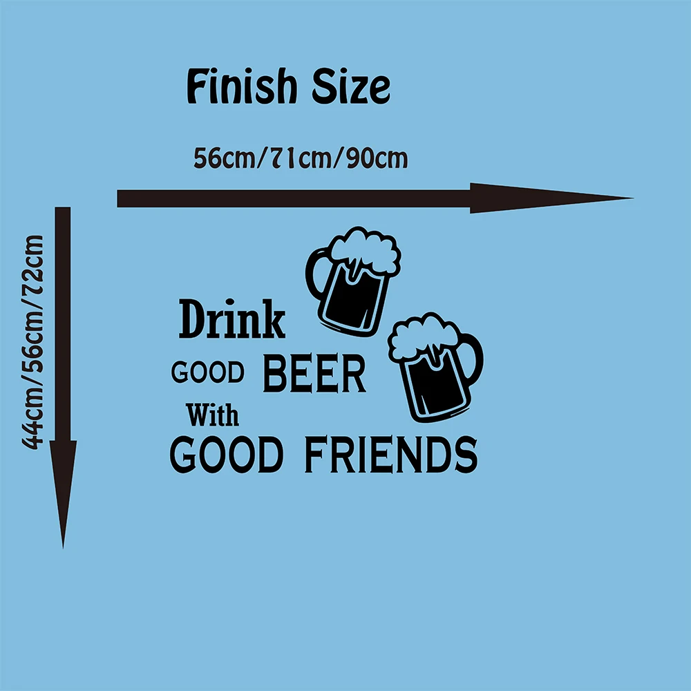 Drink Good Beer With Good Friends Quote Wall Decal Kitchen Dining Room Friend Quote Wine Wall Sticker Pub Bar Shop Vinyl Decor (1)