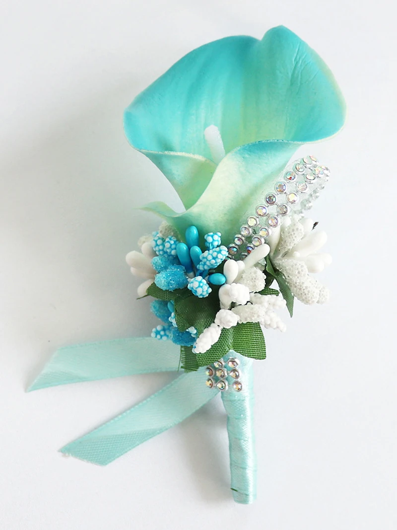 5 шт./лот свадебное оформление в стиле tiffany blue жениха дружки бутоньерка Пу каллы искусственный цветок Для мужчин костюм брошь вечерние свадебная бутоньерка