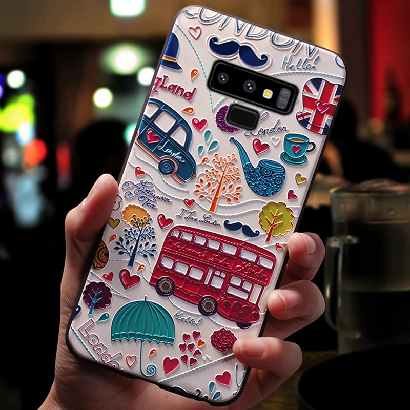 Чехол с 3D тиснением для Samsung Galaxy Note 9 милый силиконовый чехол рисунком кота 8 S9 S8 Plus