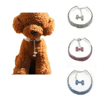 

Puppy accessories Cat and Dog Necklace with Elastic Pet JewelryTriple Drainage Drill Pet Necklace christmas dog bows