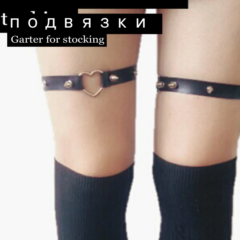 Fashion Harajuku 2015 Garter Women Three line Sexy Rivet Punk Garters belt leg ring harness for