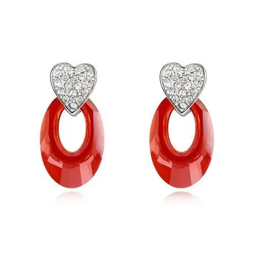 Women S White Gold Color Heart Design Made With Swarovski Elements Women S White Gold Color Heart Design Made With Swarovski Elements Red Water Drop Crystal