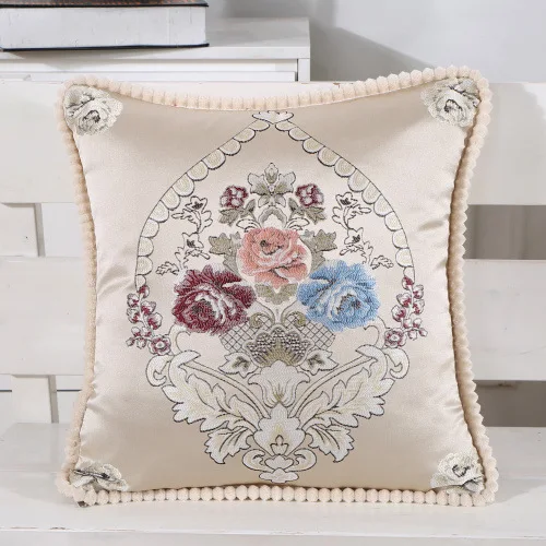 Наволочка для подушки с вышивкой, наволочка для дивана и автомобиля, чехол для подушки в классическом дворцовом стиле, цветочный Декор для дома, квадратное кресло для дома - Цвет: 18