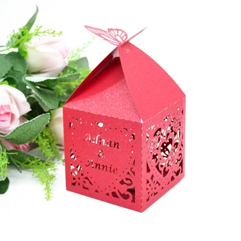 

Love heart red laser cut wedding engagement custom favor box