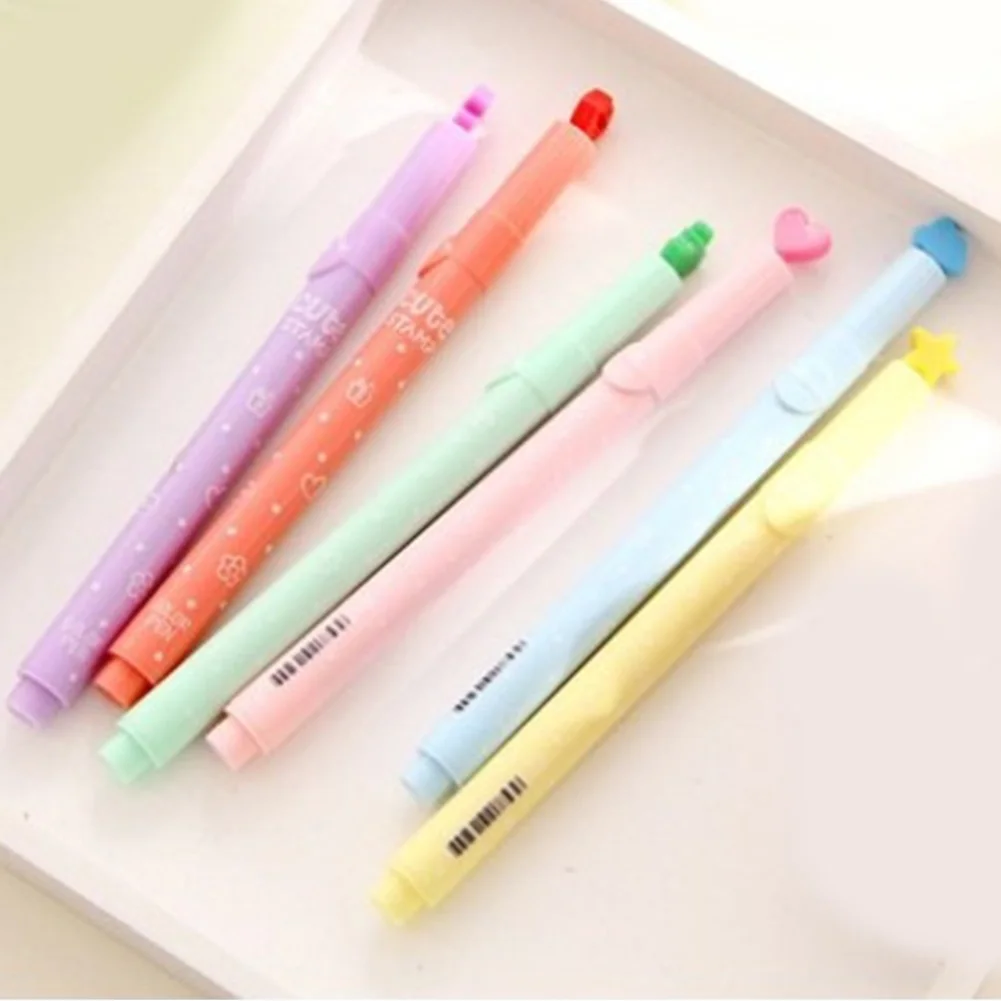 

6pcs Stamper Markers Multi Colours Stamp Pen Cloud Lip Star Flower Heart