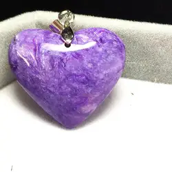 Натуральный Чароит фиолетовый женский кулон новый Чароит 30x25x7 мм любовь сердце драгоценный камень кулон Прямая доставка AAAAA