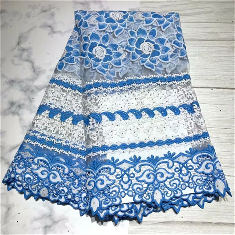 

2019 New Design Nigerian Lace Fabrics Milk Silk Cotton Swiss Voile Lace African Fabric For Wedding Dress 5 Yards/Lot