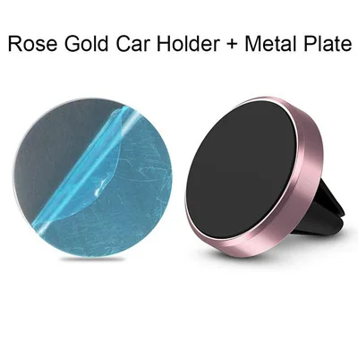 Мини-магнитный автомобильный держатель для мобильного телефона на вентиляционное отверстие для iPhone samsung, магнитный держатель для телефона на Xiaomi Pocophone F1 huawei - Цвет: Rose Gold