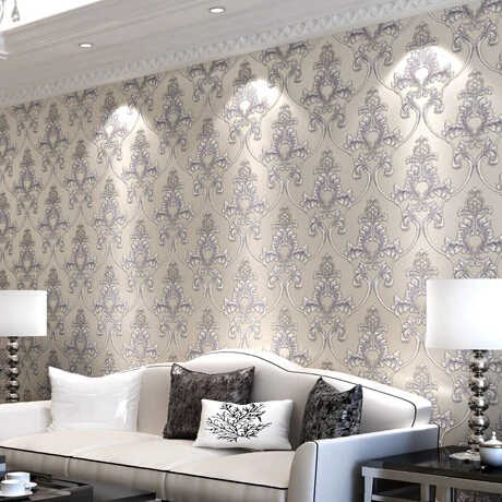 

wallpaper Non-woven Wallpaper Luxury European Flocking Damask 3D Wall paper Design wall paper Textured Wallcovering papel pintad
