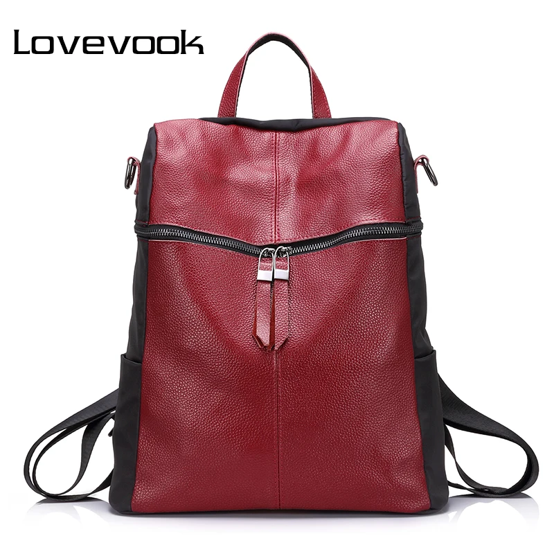 LOVEVOOK рюкзак женский из натуральной кожи кожаный рюкзак школьный для девочек-подростков и женщины Оксфорд сумка женская большая на плечо дорожные сумки