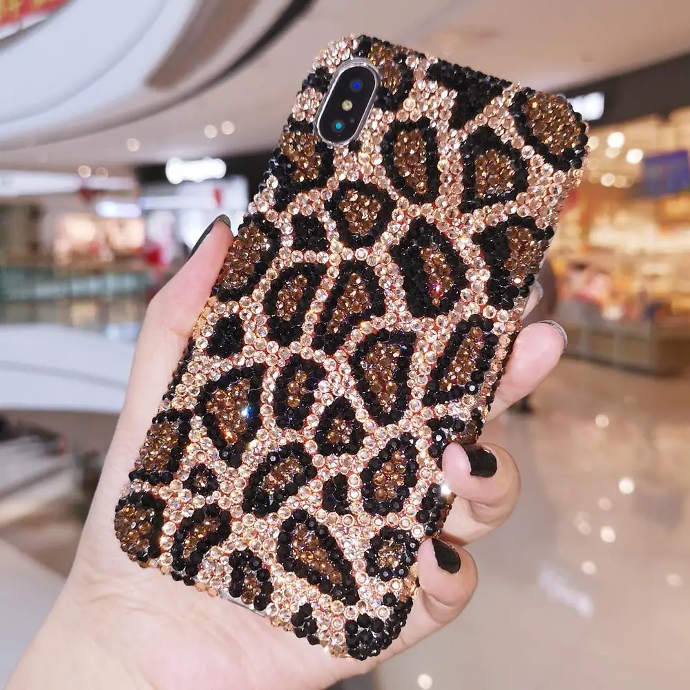 Для iphone 11 pro max Роскошные полосы леопарда зебры Bling crystal diamond Чехол для iphone XS Max X 6 6S 7 8 plus леди подарок чехол - Цвет: only case