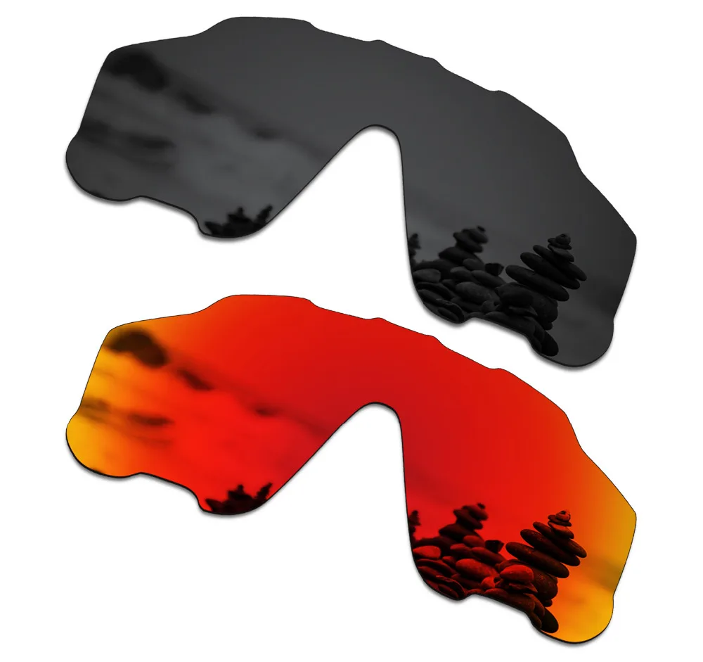 

SmartVLT 2 Pieces Polarized Sunglasses Replacement Lenses for Oakley Jawbreaker Stealth Black and Fire Red