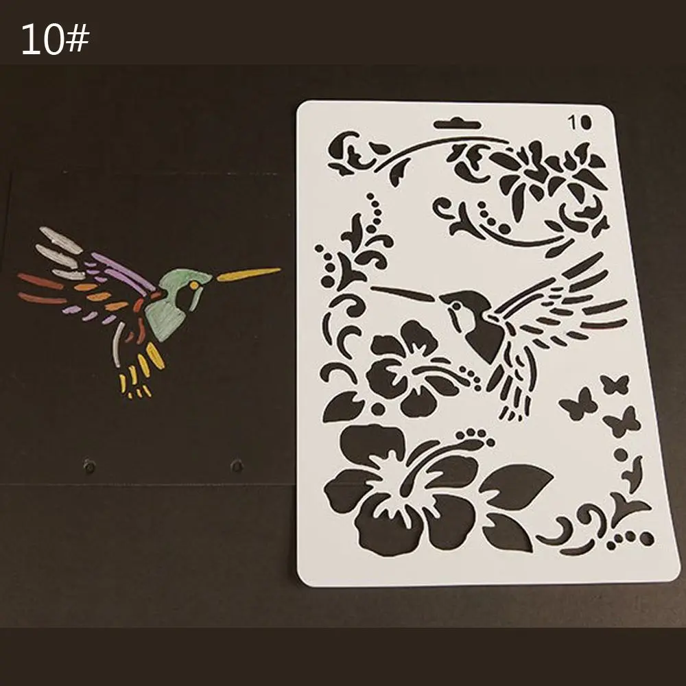

2Pcs/Set Flower & Bird Handmade DIY Album Material Painting Hollow Template Accessories DIY Photo Album Decoration Drawing Ruler