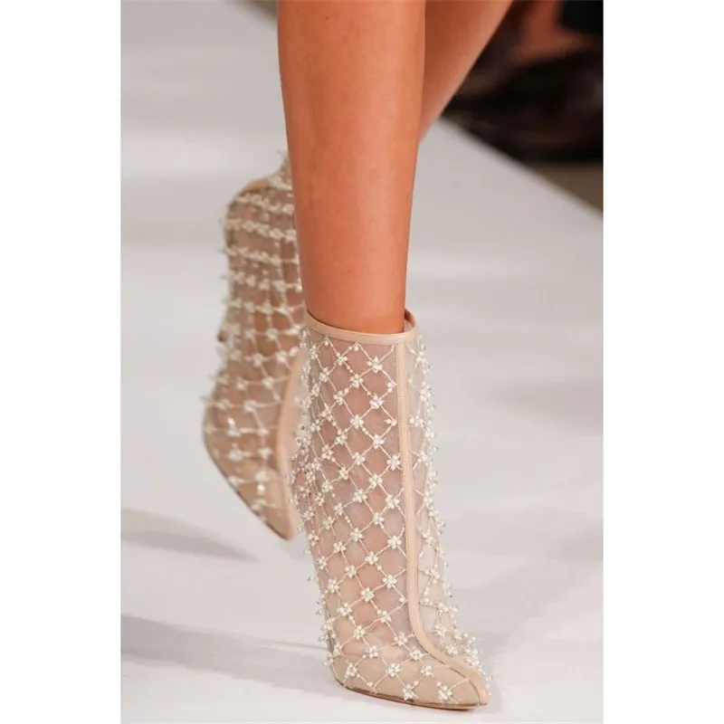 high heel lace ankle boots