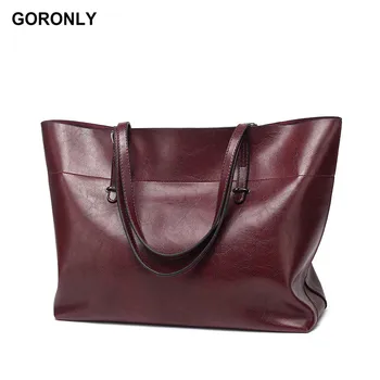 

GORONLY Brand Women Tote Bag Fashion Leather Handbag Female Designer Shoulder Bags Ladies Casual Purses Solid Top-Handle Bag