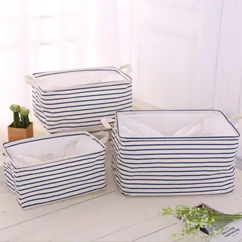 

Foldable stripe Cloth Laundry Hamper Clothes Storage Basket Barrels Organiser Waterproof kids Toys Covered Storage Bucket AU847