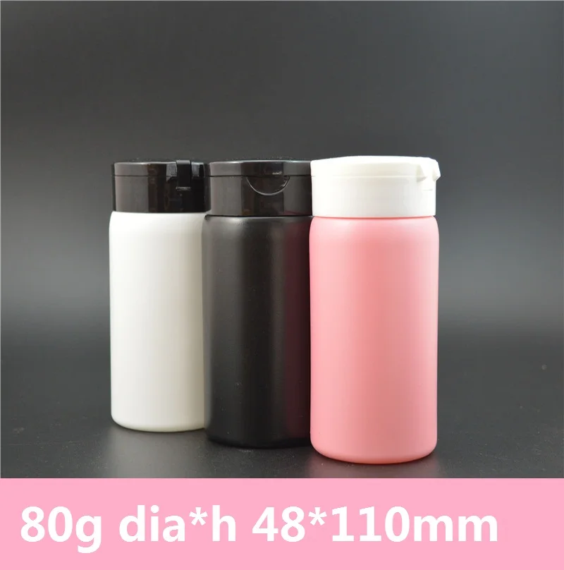 

50pcs/lot 80g Powder 150ml Bottles Blank PINK/BLACK/WHITE Colors Baby Powder Plastic PE Bottles Empty Talcum Powder Container
