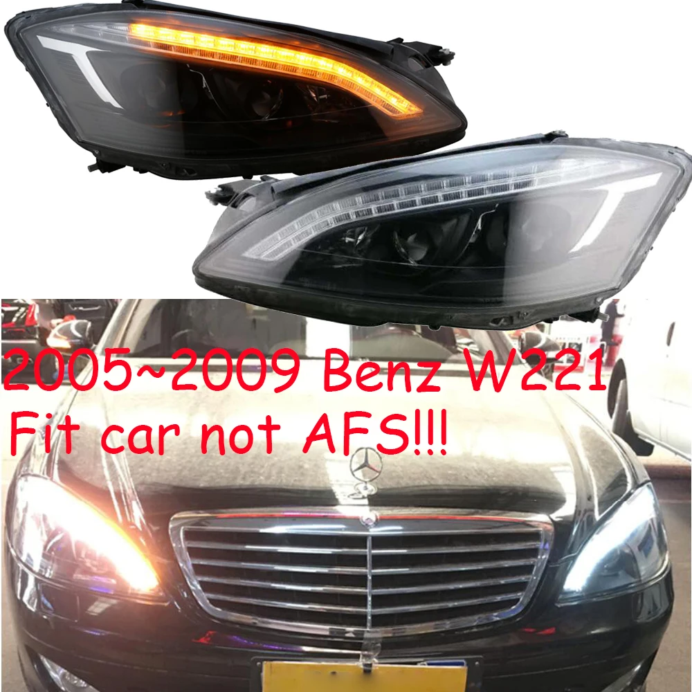 2шт W221 фары 2005 2006 2007 2008 2009, подходят для автомобиля без AFS функции, W221 светодиодные фары Дневные ходовые огни