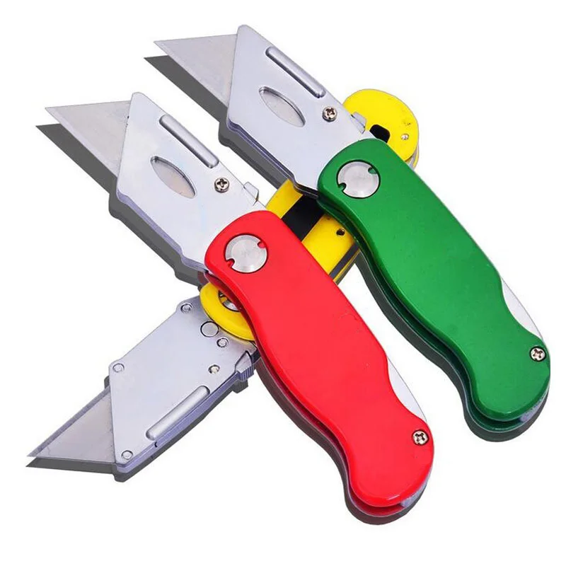 Utility Scalpel Set Folding Aluminum Handle in Various Colors with 4 Steel Utility Blades