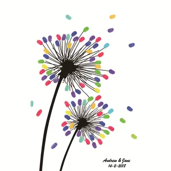 

Fingerprint Painting Guest Book Home Wall Art DIY Flower Dandelion Engagement Wedding Party DIY Souvenir Photography Props Decor