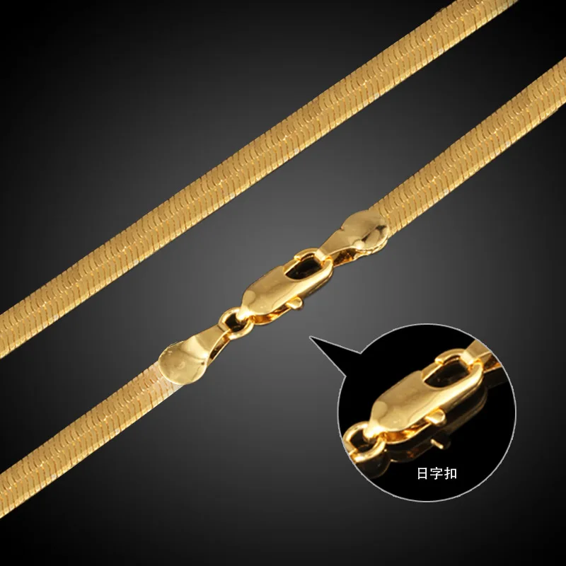 7 мм Классический стиль плоские змеиные кости ожерелье и браслет наборы для мужчин и женщин цепочка с плетением «елочка» позолоченное ювелирное изделие наборы