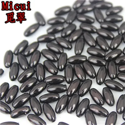 Micui 200pcs/lot 4*8mm Oval Shape Imitation Pearls Beads Crafts Decoration for DIY Bracelets Necklaces clothing Making MC539 - Цвет: Black