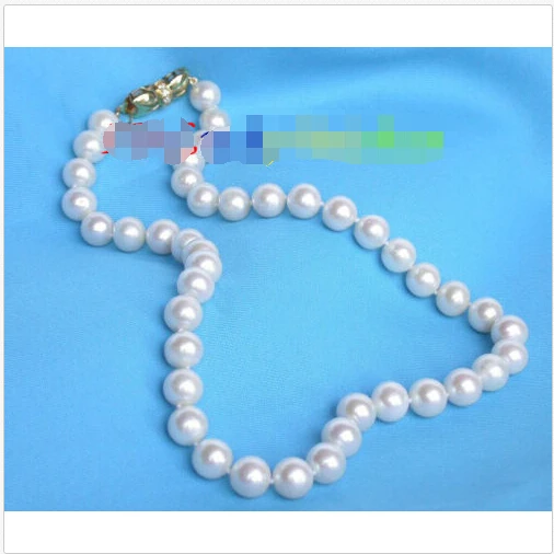 

AAA 17" 11mm round white Freshwater pearl necklace Noble style Natural Fine jewe fast SHIPPING