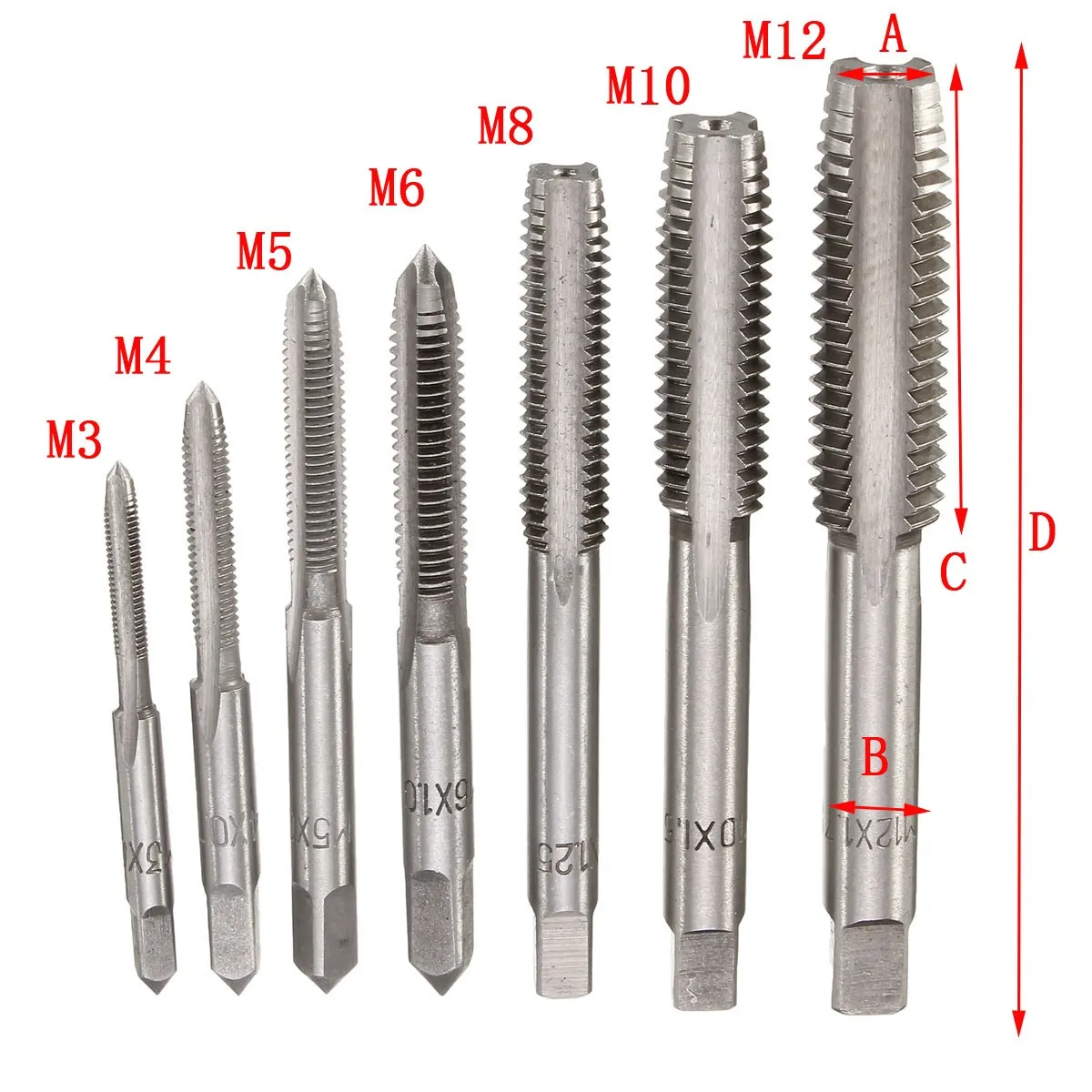 7 шт. HSS правая ручная резьба кран M3 M4 m5 m6 m8 m10 m12 метрический ручной инструмент резьба комплект