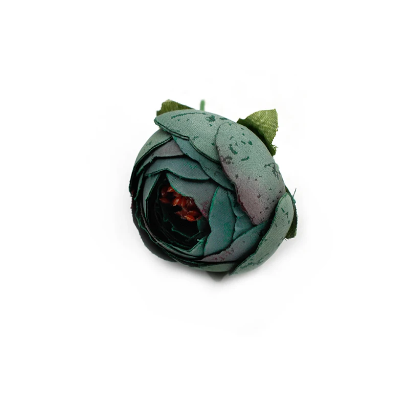 5 шт. искусственная чайная роза 4 см шелк маленький бутон Пион цветок голова Свадебные украшения дома DIY ВЕНОК скрапбук ремесло поддельные цветы - Цвет: Зеленый