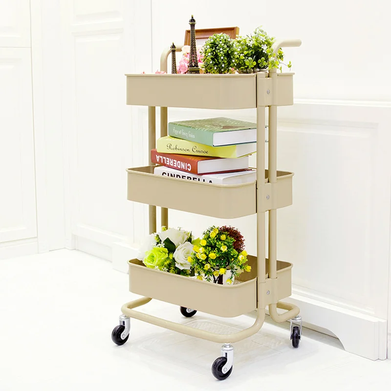 

Three-layer Floor Metal Simple Modern Kitchen Supplies Food Storage Holders and Racks Stroller Shelf for Living Room Bathroom