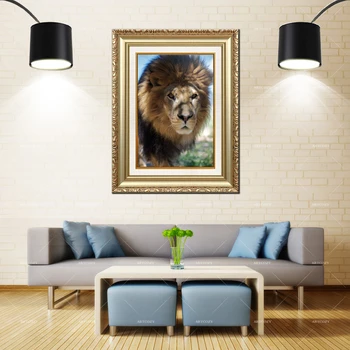 

Artcozy Golden Frame AbstractLion Spray Printing Waterproof Canvas Painting
