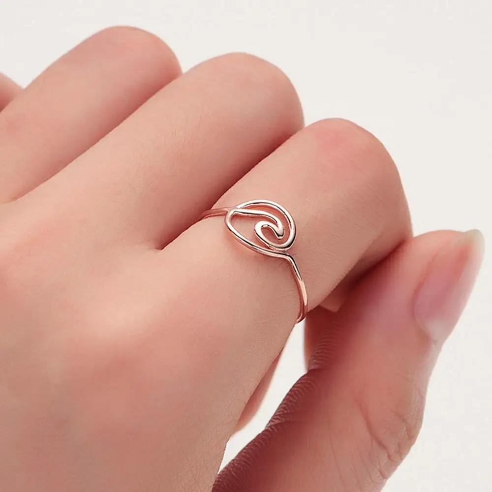 

Chandler Antique Rose Gold Silver Wave Rings for Women Simple Metal Surfer Midi Finger Knuckle Toe Surf Rings Ocean Wire Bague