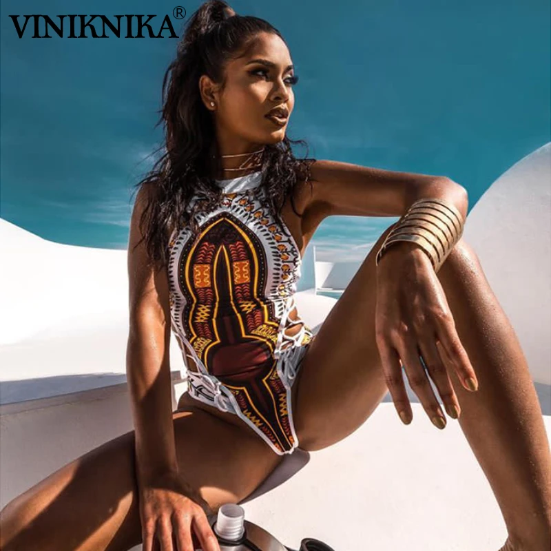 

VINIKNIKA African Printed Swimwear One Piece Swimsuit Women Trikini Thong Monokini Brazilian Plus Size Bathing Suit 2019 New