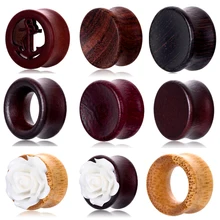 Junloupy 1 пара деревянные ушные измерители Tunnlel растягивающиеся наборы деревянные серьги пробки полые пирсинг расширители мужские телесные туннели