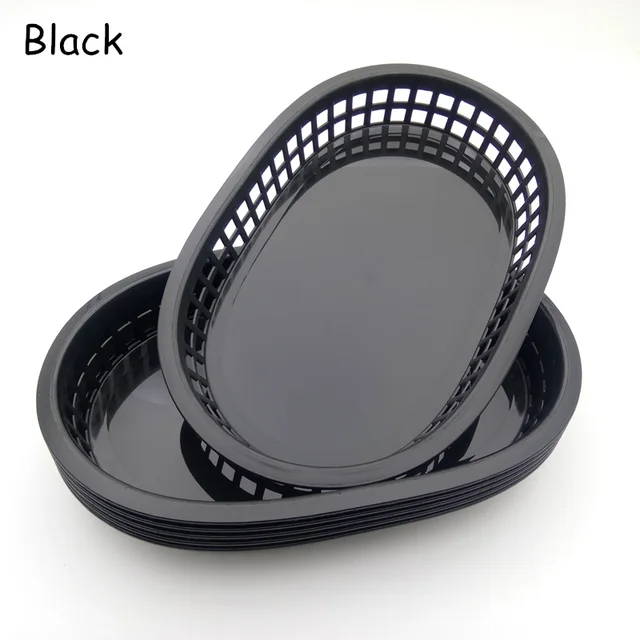 Plastic Serving Big Basket French Fries Basket Nontoxic Oval Kep Fast