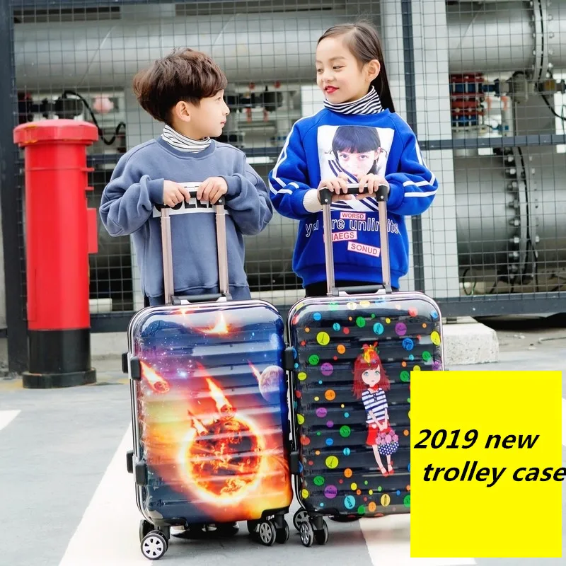 

2019 new trolley case,aluminum frame suitcase,male and female trolley case female small fresh cartoon suitcase universal wheel
