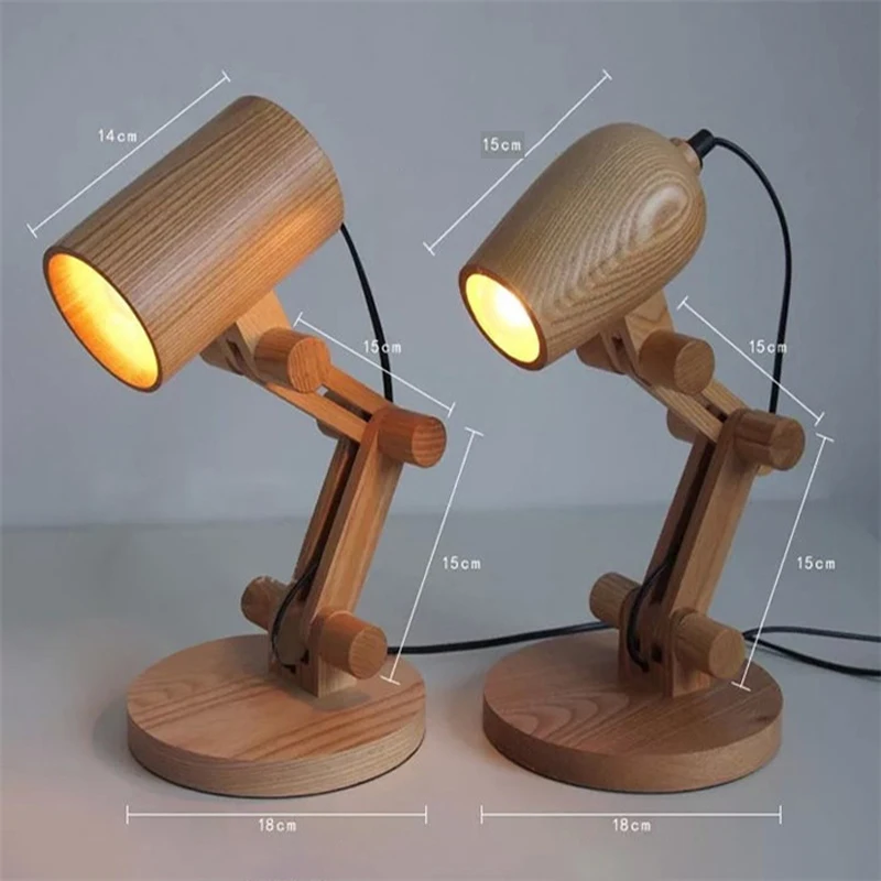 Newest Design Wood Table lamps Desk light Living Room Bedroom Decor 110-240V solid wood table lighting (9)