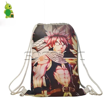 

Anime Fairy Tail Backpack Drawstring Bag Natsu Gray Erza Printed Boys Girls Students Softback Book Bags Small Travel Backpack