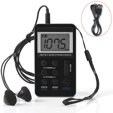 Портативное радио AM FM мини FM радио приемник со светодиодным дисплеем и наушниками+ ремешок перезаряжаемый аккумулятор для подарков для дедушек и бабушек