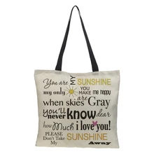 Сумка-шоппер двусторонняя печать письмо серии Лен Для женщин большая хозяйственная сумка Шолдер Сумка для дамы льняной мешок 43 см* 43 см