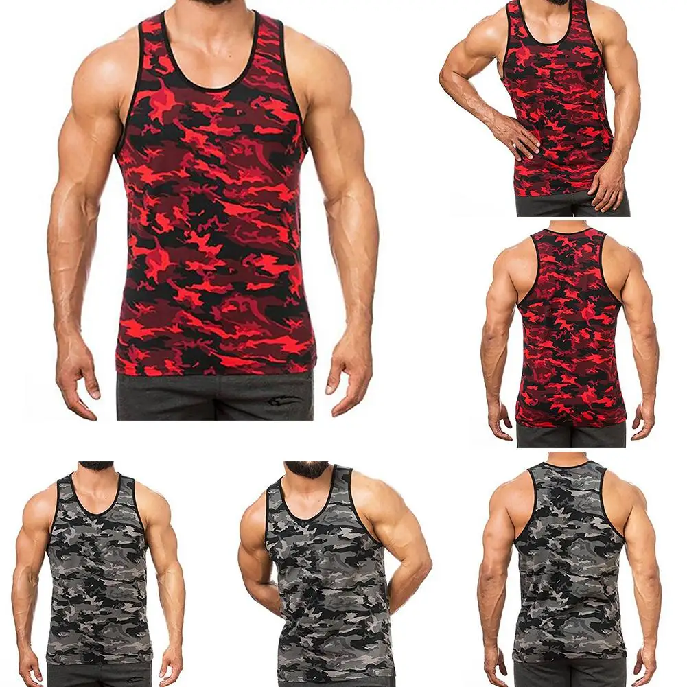 

Men Summer Gyms Fitness Bodybuilding Camouflage Tank Tops Vest Undershirt Shirt