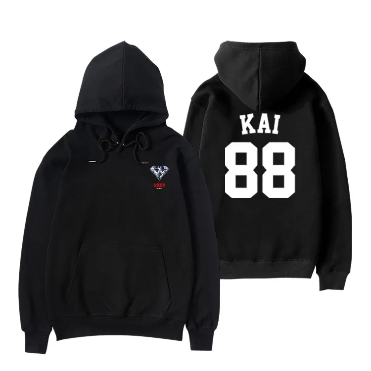  Kpop exo new album love shot same member name printing pullover hoodies exo l unisex supportive bla