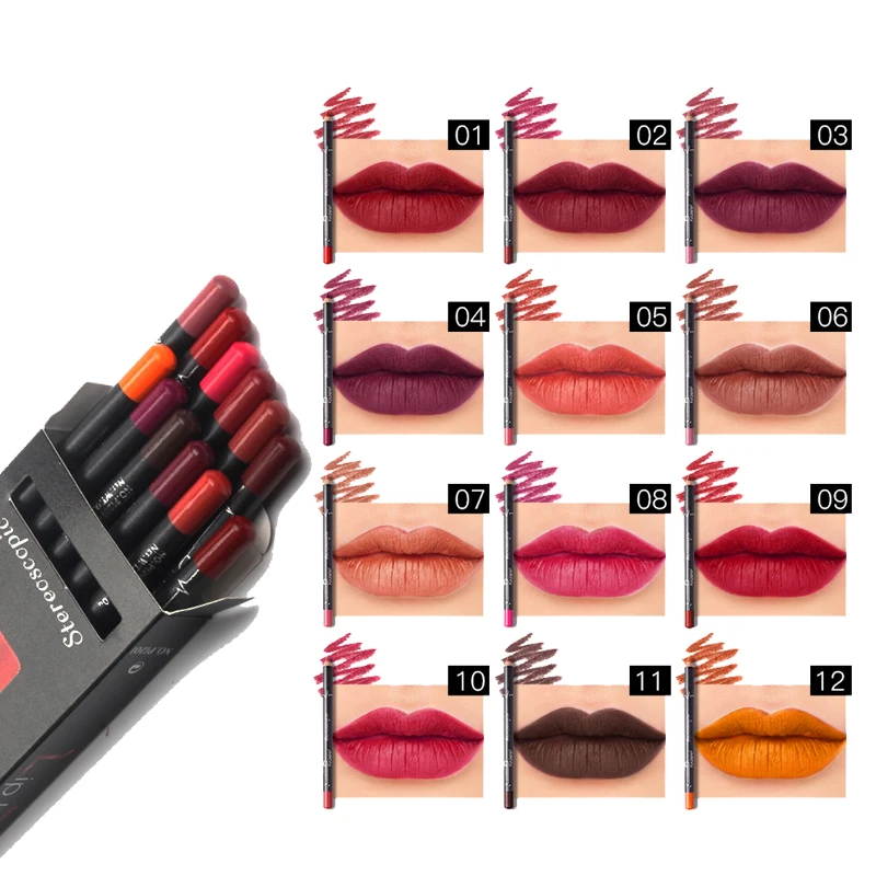 

Pudaier 12Color /set Makeup Lip Liner Sexy Matte LipStick Waterproof Lasting Lip Pencil Set Cosmetic Beauty Makeup Lips Liner