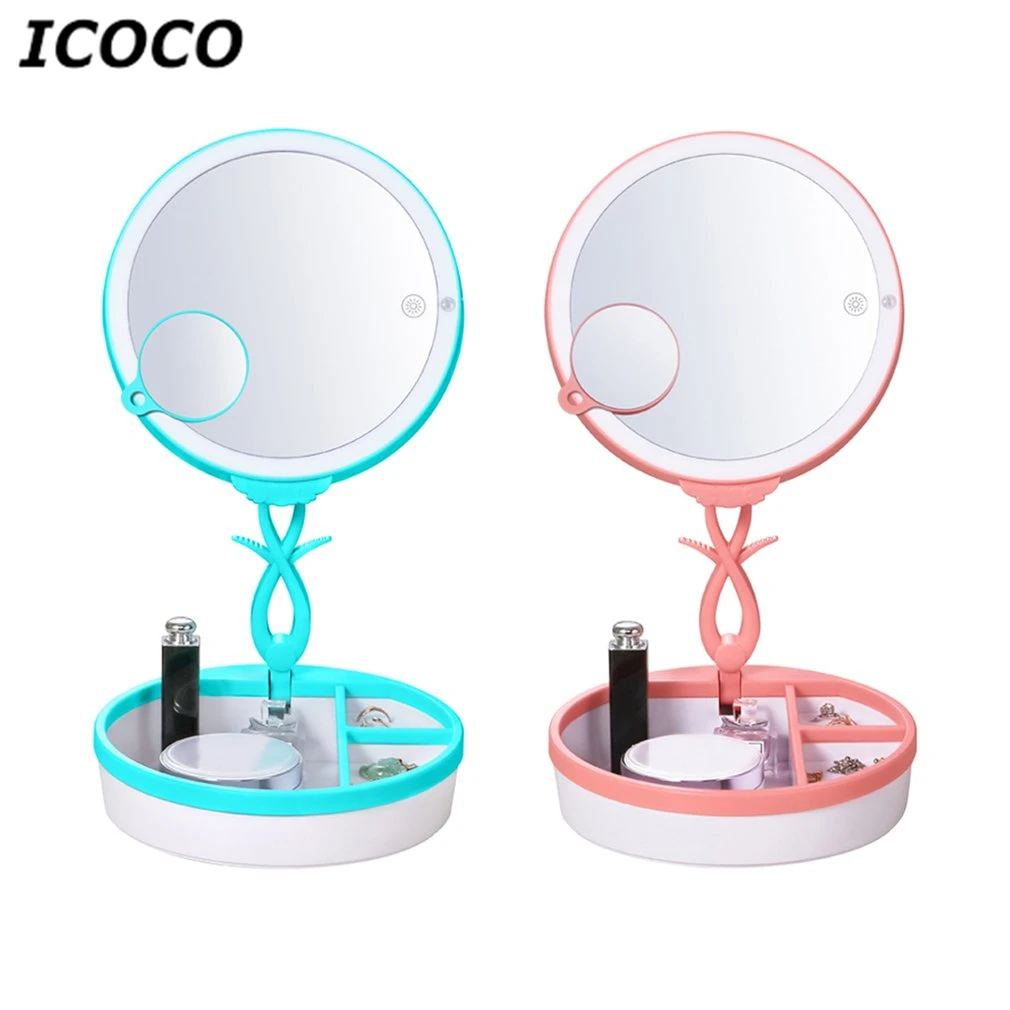 

ICOCO USB 28 LEDs 3X Magnification Makeup Mirrors Desktop Light Sensor Vanity Desk Stand Gift Infrared Induction Lamp Drop Ship
