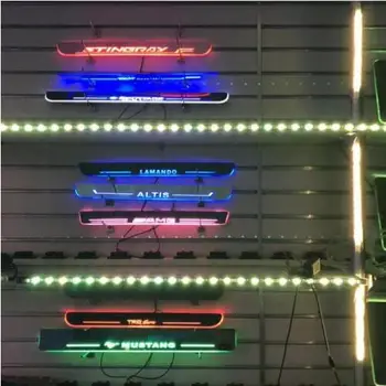 EOsuns LED 移動ドアスカッフポイントで Nerf バー & ランニングボードドア敷居光板オーバーレイライニング起亜セラート