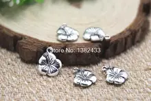 25 sztuk-Antique tybetański srebrny kwiat hibiskusa zawieszki charms 14x12mm